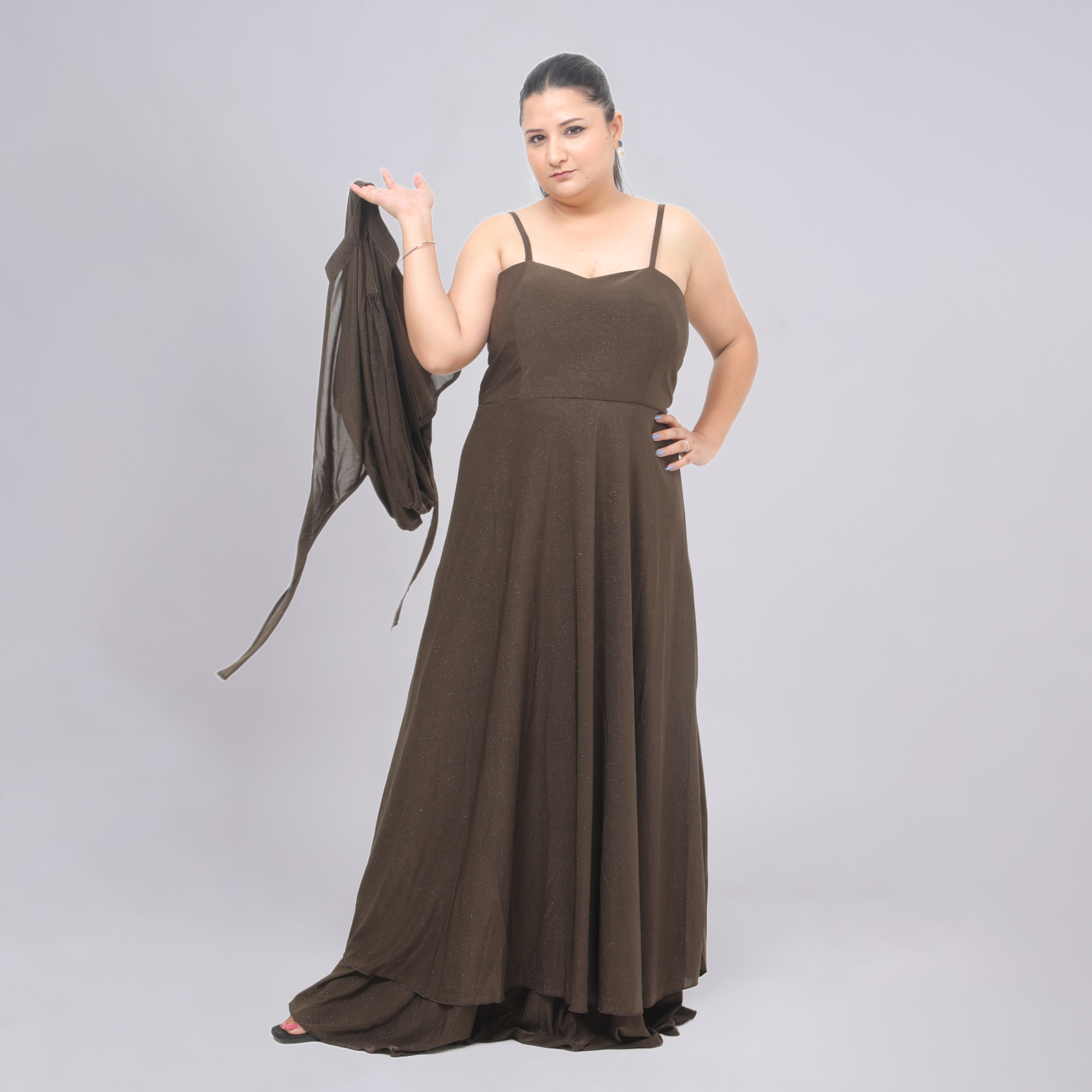 Tie-Front Shimmer Maxi Gown