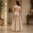 Beaded Tassel Sequin Fringe Gown