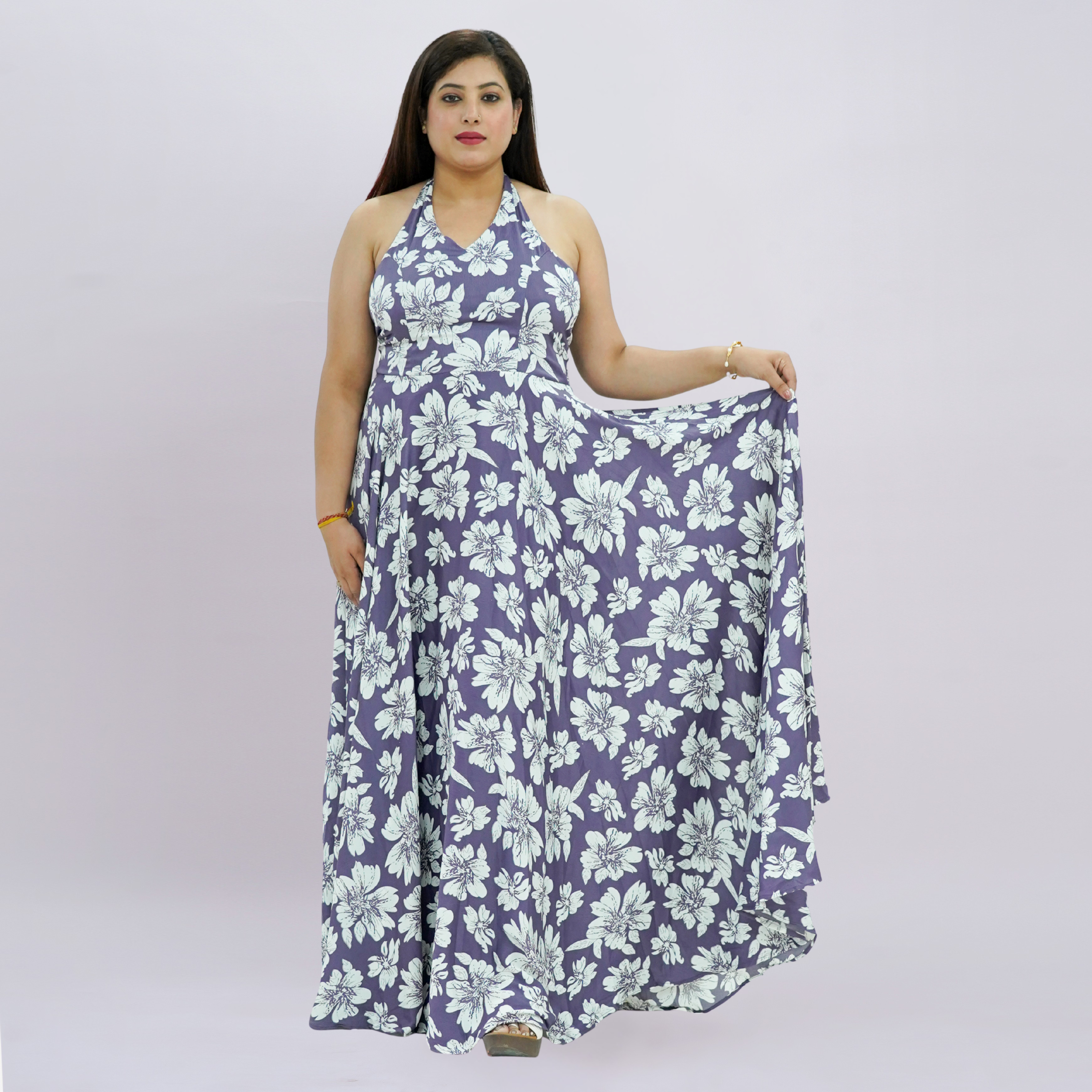 Botanical Halter Maxi Dress