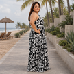 Botanical Halter Flare Maxi Dress