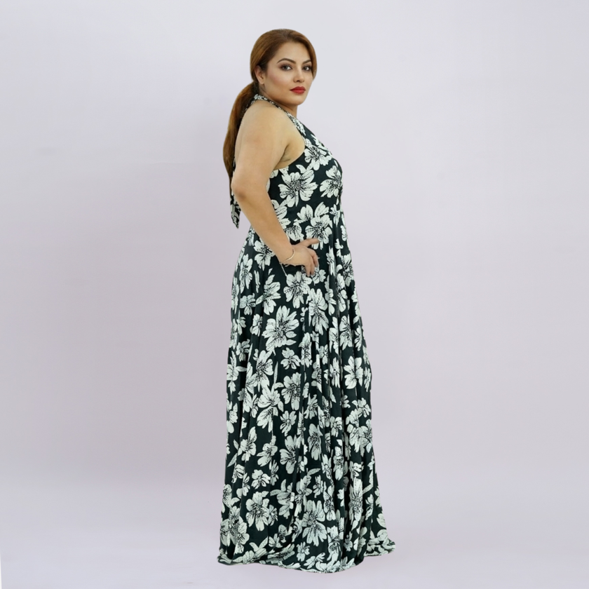 Botanical Halter Maxi Dress