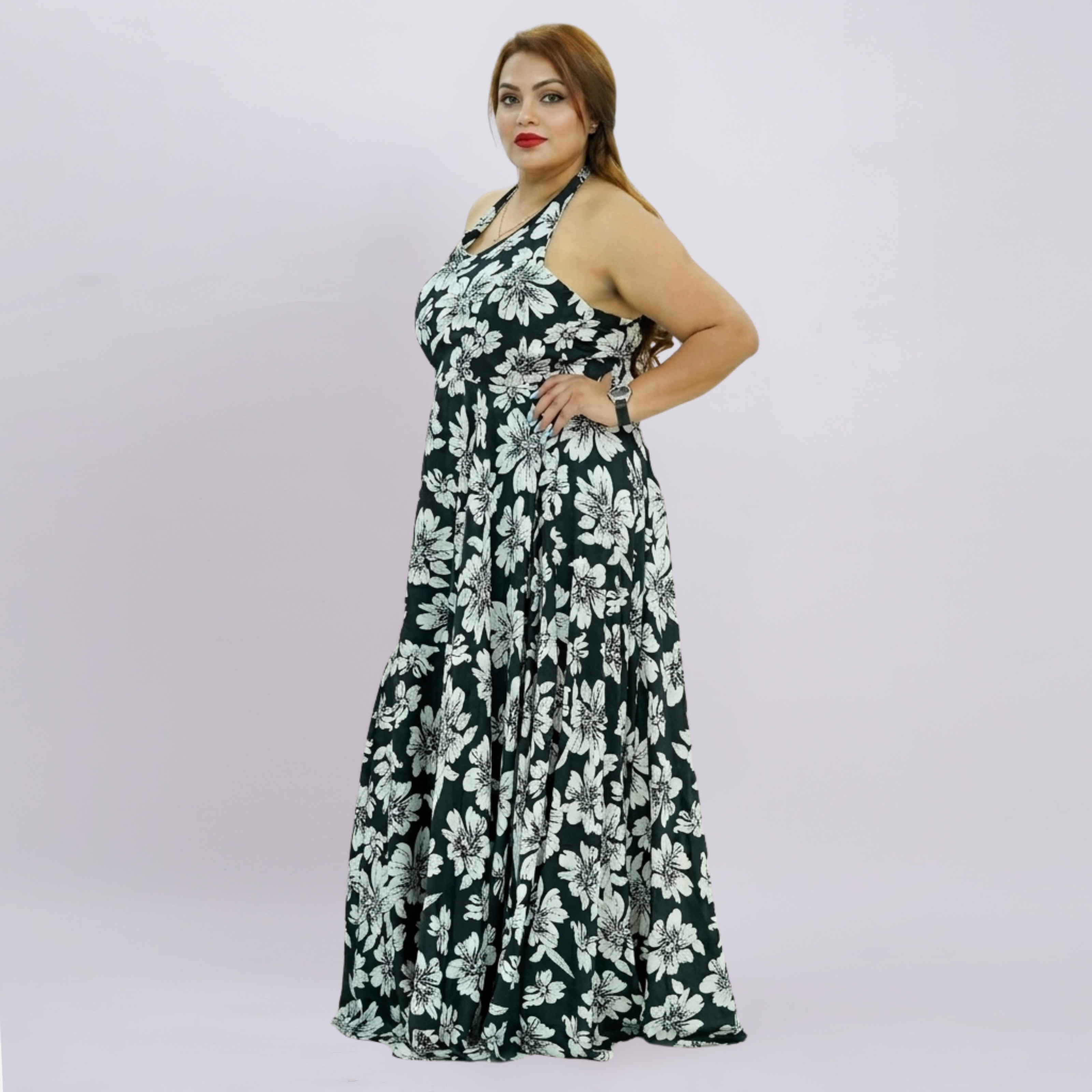 Botanical Halter Maxi Dress