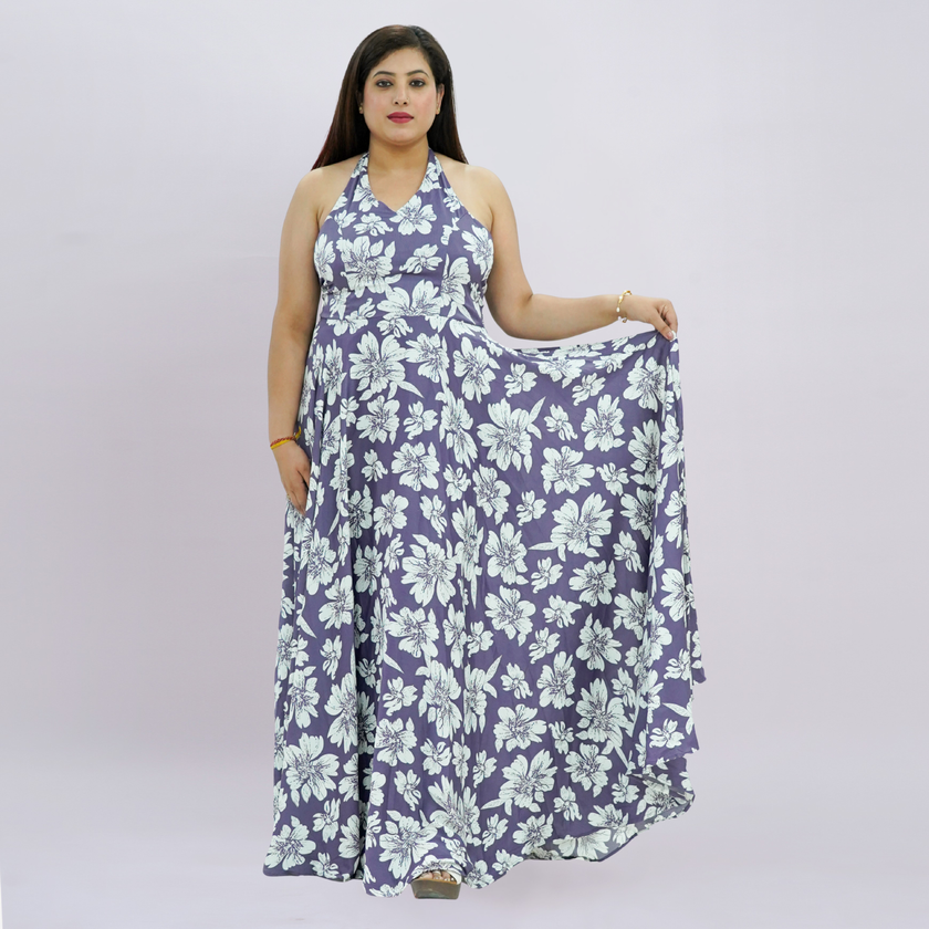 Botanical Halter Maxi Dress