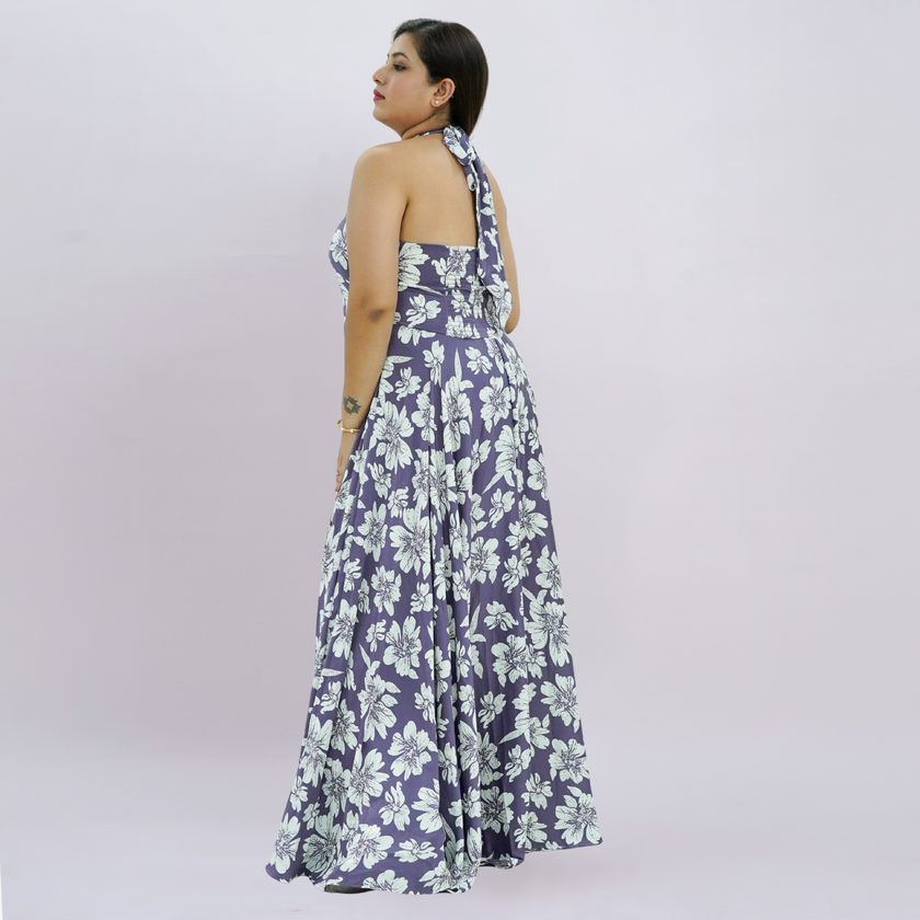 Botanical Halter Maxi Dress
