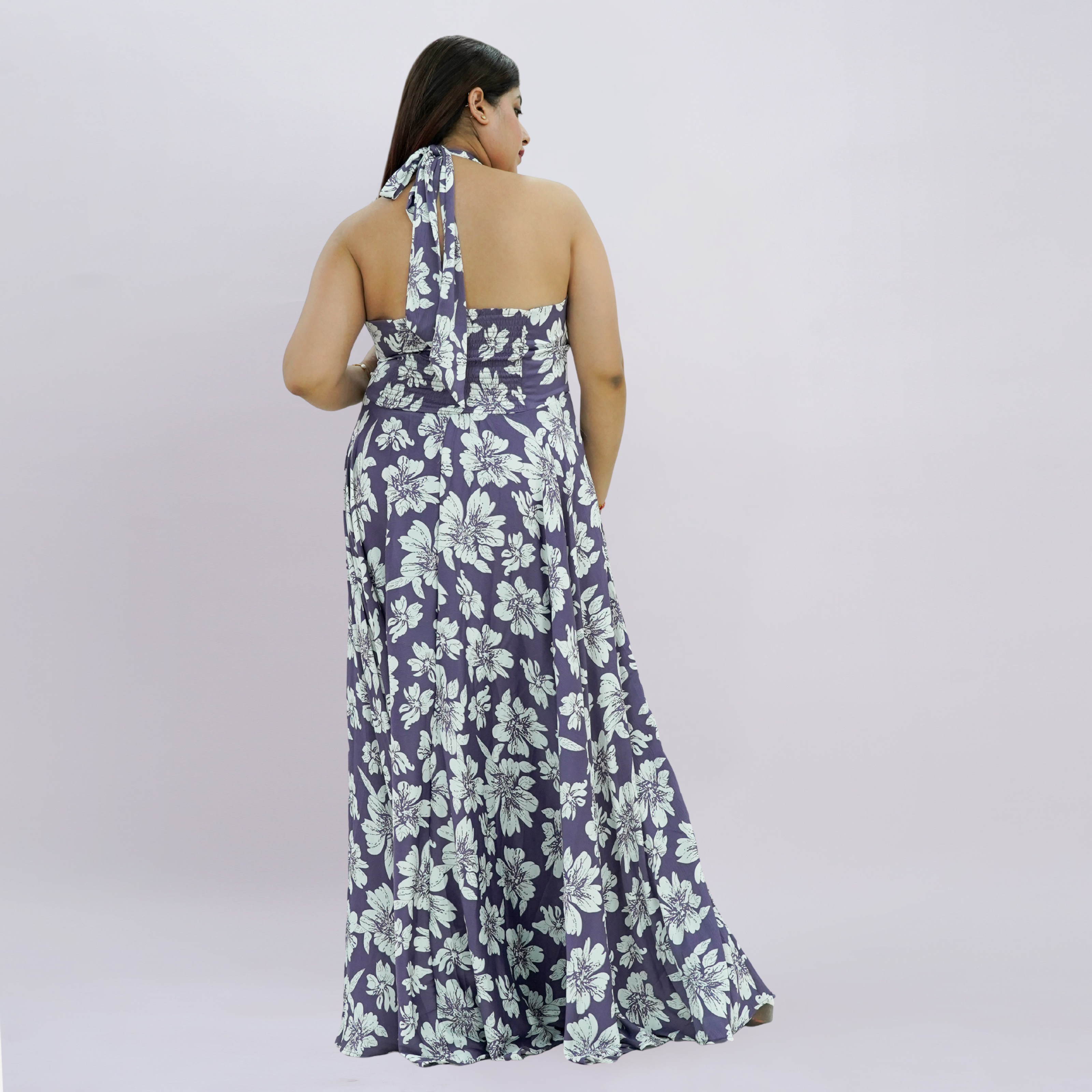 Botanical Halter Maxi Dress
