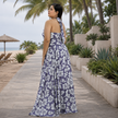 Botanical Halter Flare Maxi Dress