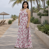 Botanical Halter Flare Maxi Dress