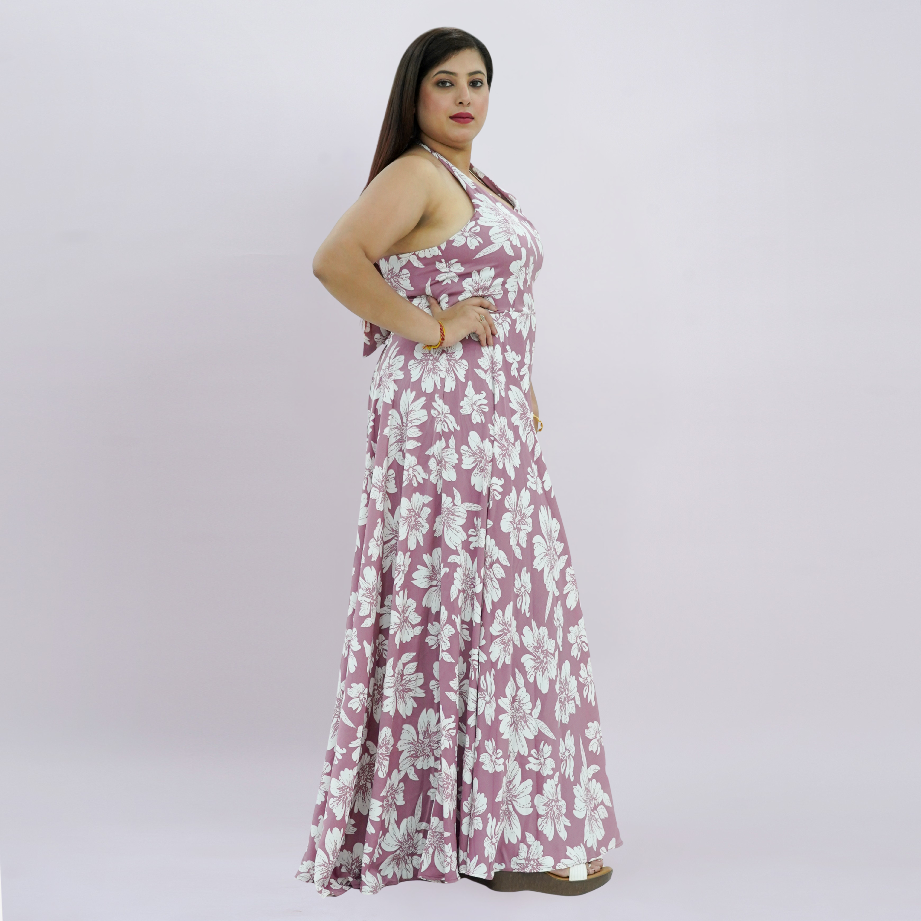 Botanical Halter Maxi Dress