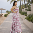 Botanical Halter Flare Maxi Dress