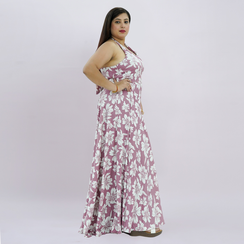Botanical Halter Maxi Dress