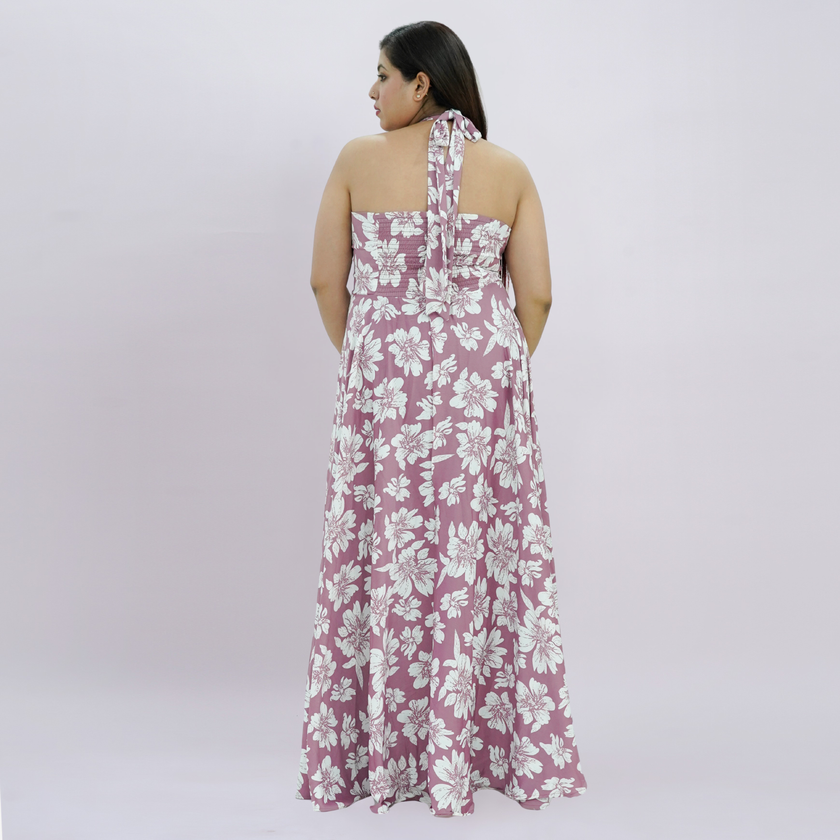 Botanical Halter Maxi Dress