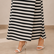 Coastal Charm Off Shoulder Stripe Midi Dress