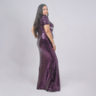 Crystal-Embellished Sequin Evening Gown