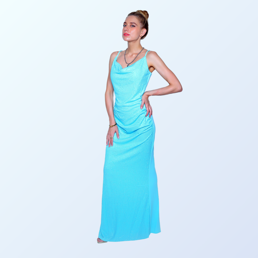 Crystal Stone Bodycon Evening Gown