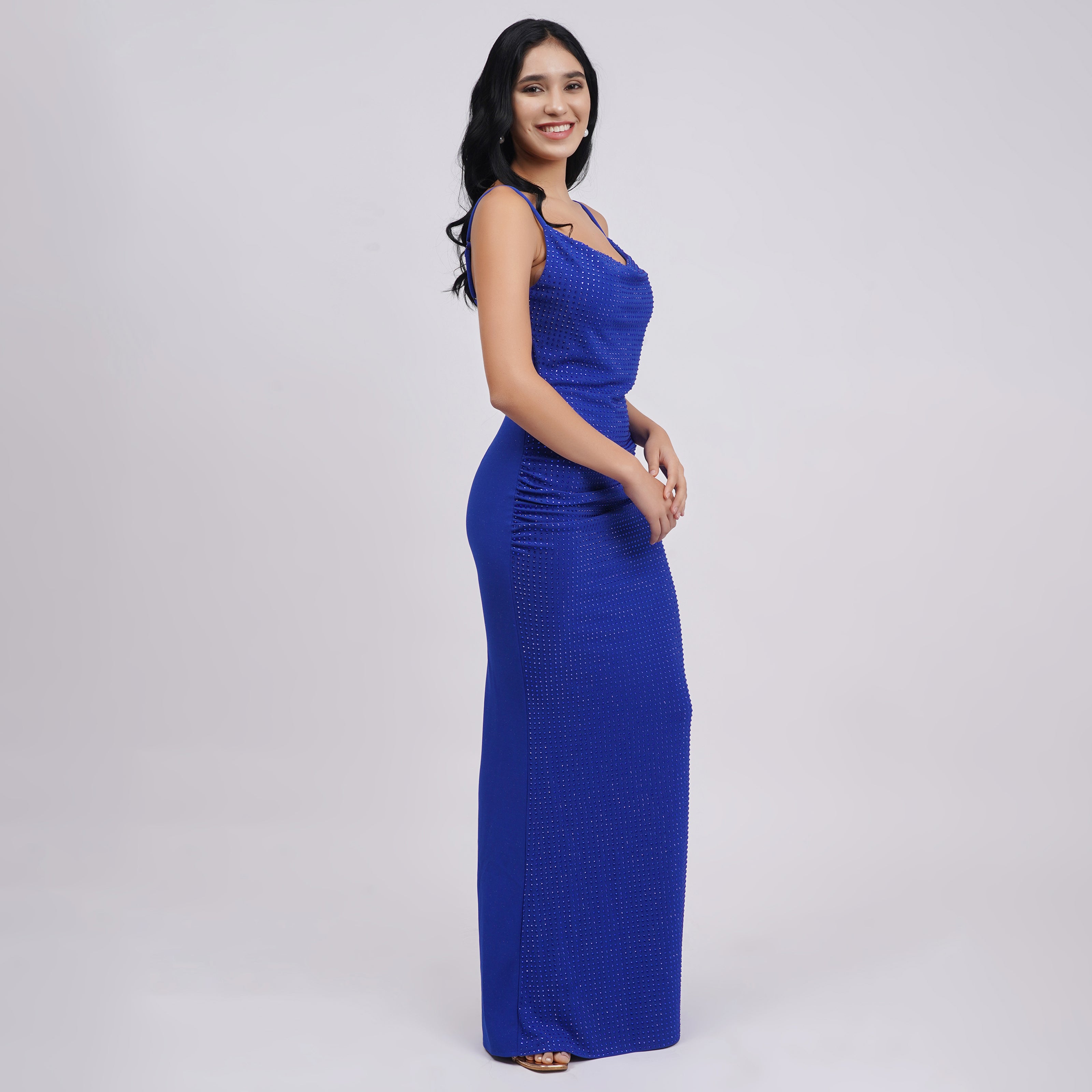 Crystal Stone Bodycon Evening Gown