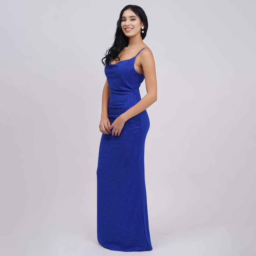Crystal Stone Bodycon Evening Gown