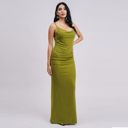 Crystal Stone Bodycon Evening Gown