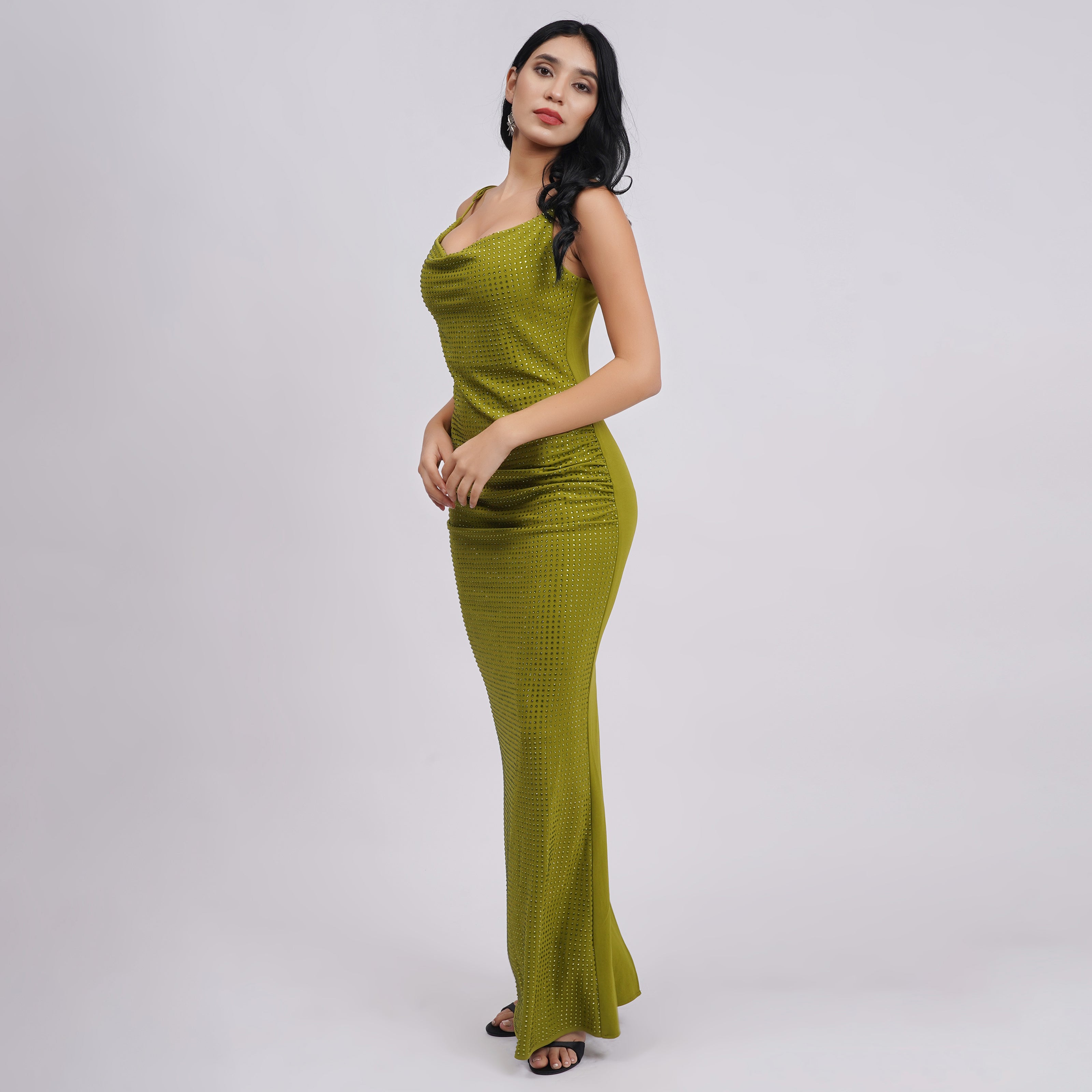 Crystal Stone Bodycon Evening Gown
