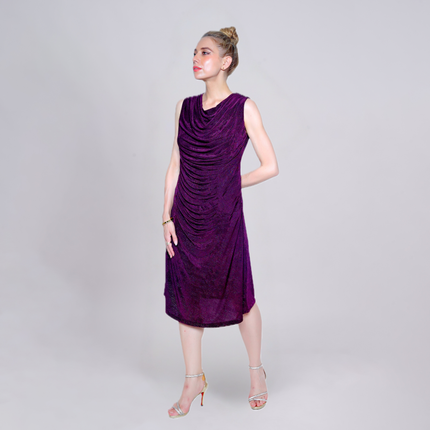 Draped Ruched Shimmer Cocktail Dress