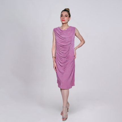 Draped Ruched Shimmer Cocktail Dress
