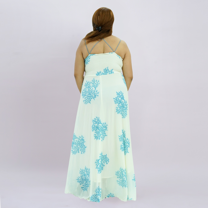 Seaside Coral Print Maxi Set with Tie-Front Shrug