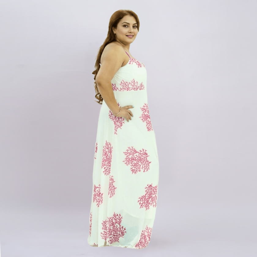 Seaside Coral Print Maxi Set with Tie-Front Shrug