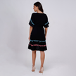 Elegant Boho Embroidered Pom-Pom Dress
