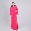 Elegant Ruched Long Sleeve Gown with Crystal Side Detail