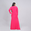 Elegant Ruched Long Sleeve Gown with Crystal Side Detail