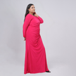 Elegant Ruched Long Sleeve Gown with Crystal Side Detail