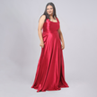 Elegant Square Neck Satin A-Line Evening Gown