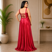 Elegant Round Neck Satin A-Line Evening Gown