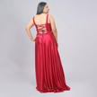 Elegant Square Neck Satin A-Line Evening Gown