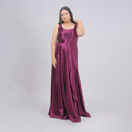 Elegant Square Neck Satin A-Line Evening Gown
