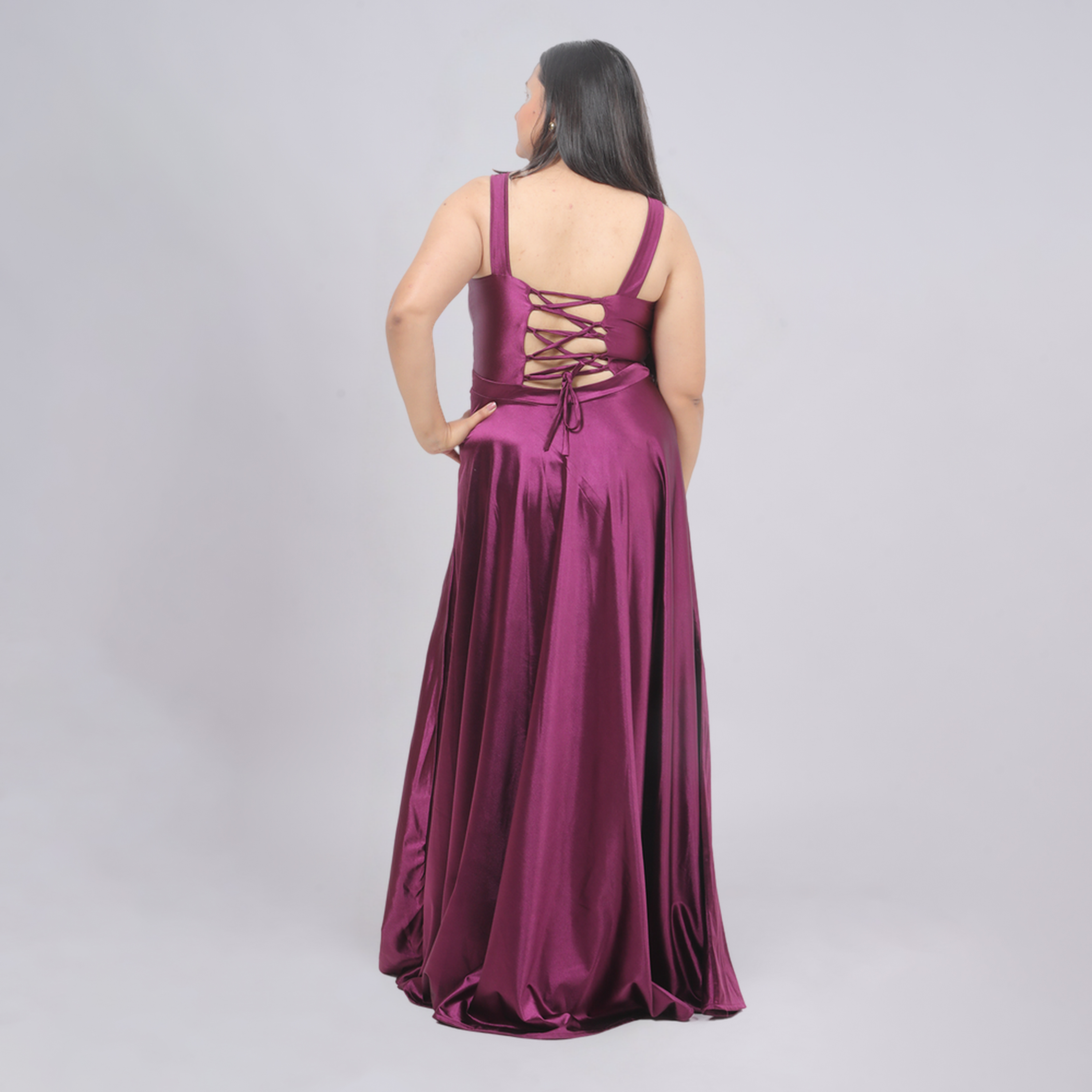 Elegant Square Neck Satin A-Line Evening Gown