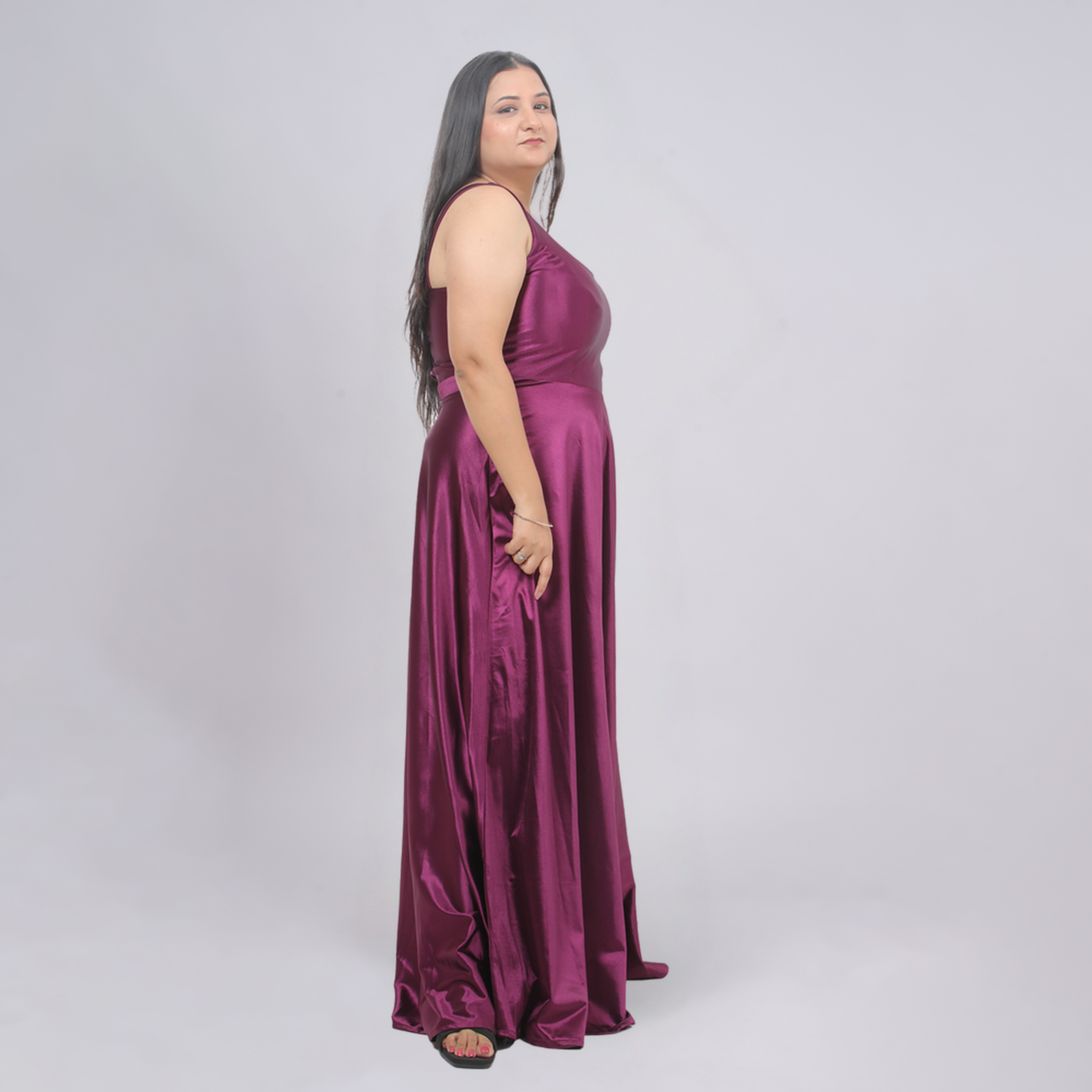 Elegant Square Neck Satin A-Line Evening Gown