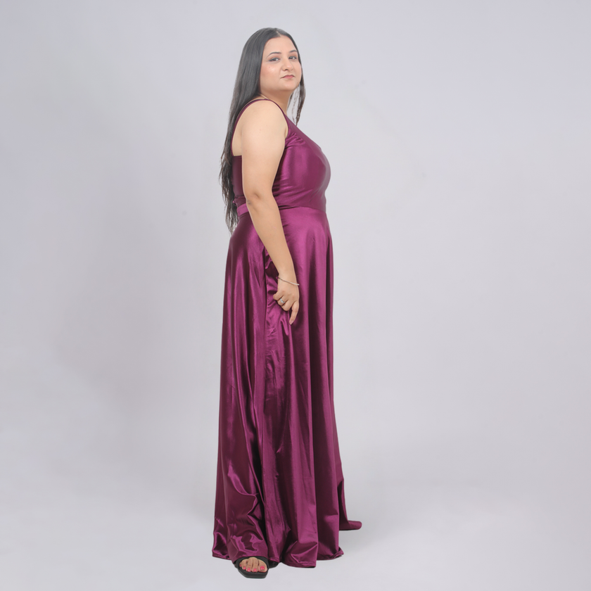 Elegant Square Neck Satin A-Line Evening Gown