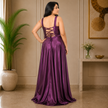 Elegant Round Neck Satin A-Line Evening Gown