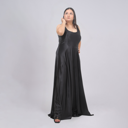 Elegant Square Neck Satin A-Line Evening Gown