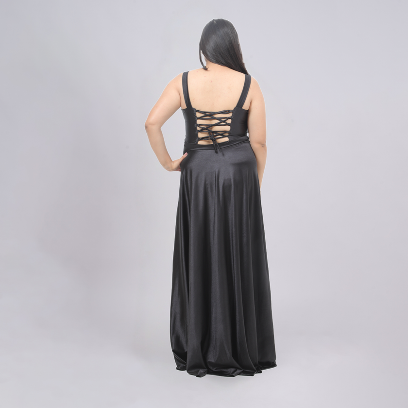 Elegant Square Neck Satin A-Line Evening Gown