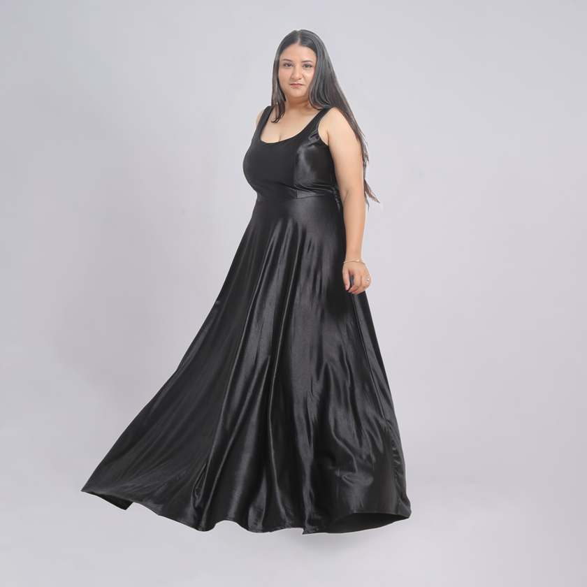 Elegant Square Neck Satin A-Line Evening Gown