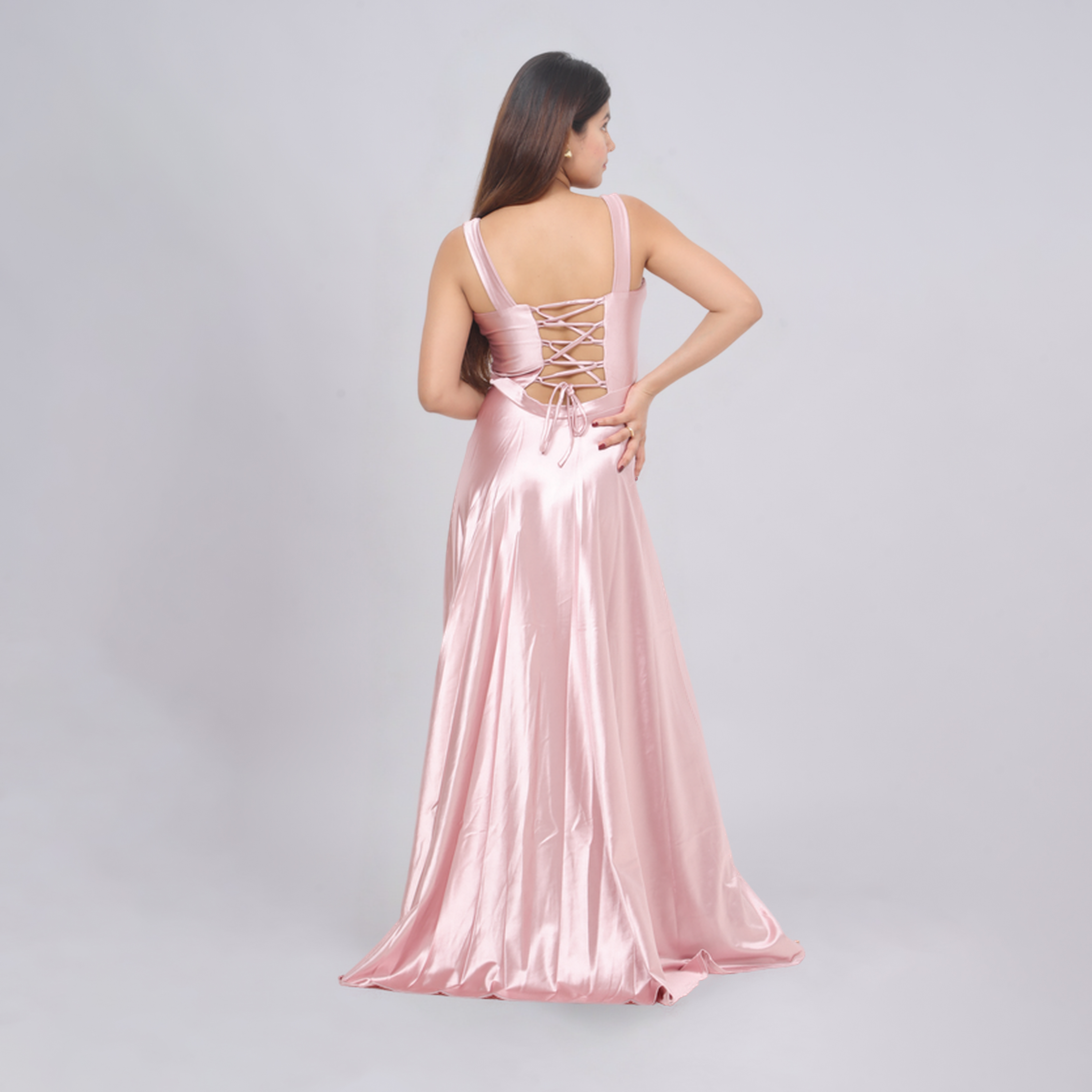 Elegant Square Neck Satin A-Line Evening Gown