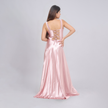Elegant Square Neck Satin A-Line Evening Gown