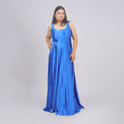 Elegant Square Neck Satin A-Line Evening Gown