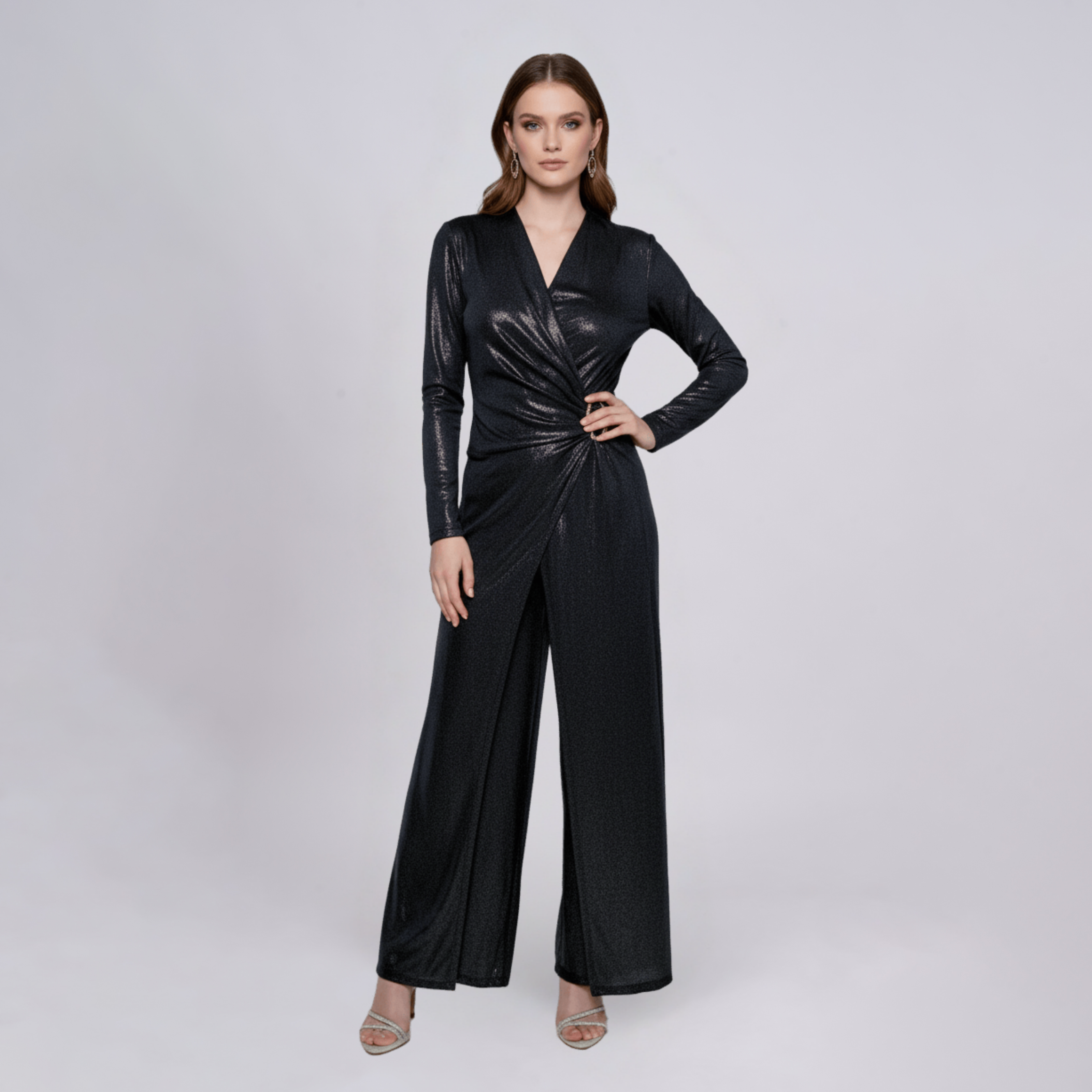 Elegant Belted Jumpsuit with wide Leg Pants