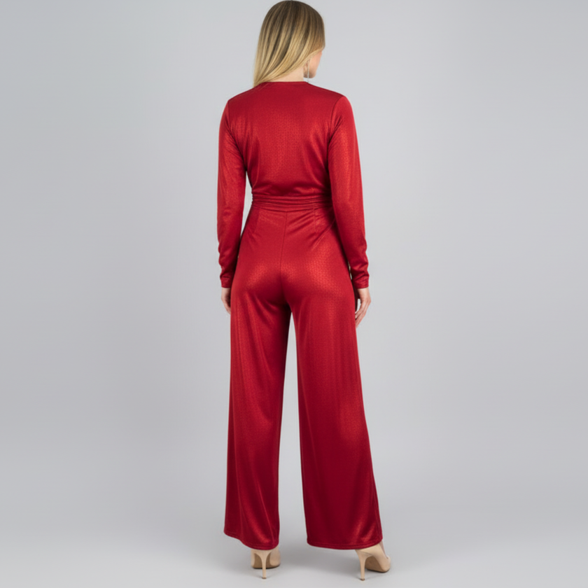 Elegant Belted Jumpsuit with wide Leg Pants