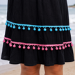 Elegant Boho Embroidered Pom-Pom Dress