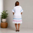Elegant Boho Embroidered Pom-Pom Dress