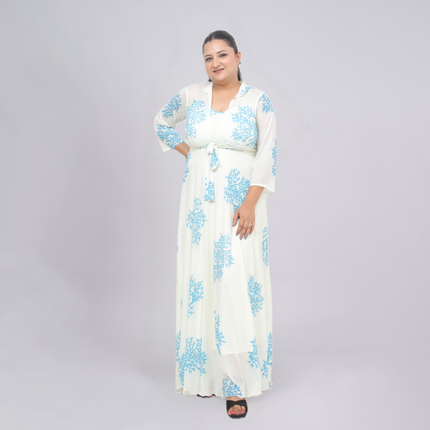 Effortless Coral Print Maxi Set with Tie-Front Shrug