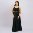 Embellished Empire Waist Shimmer Gown with Halter Straps